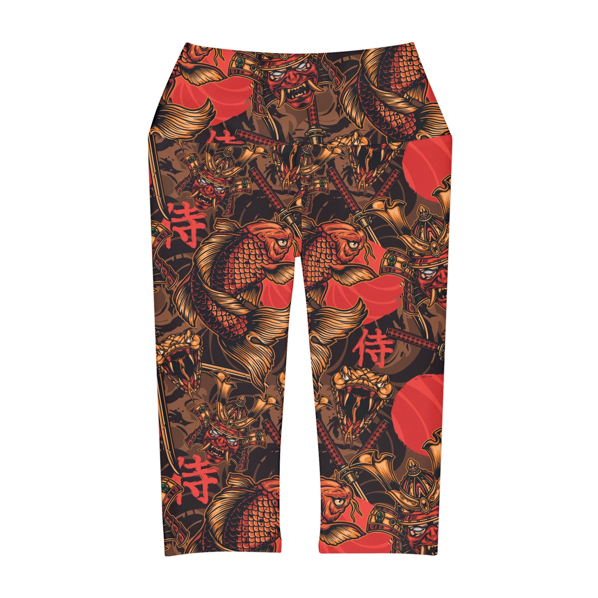 Japanese Warrior Style Yoga Capri Leggings